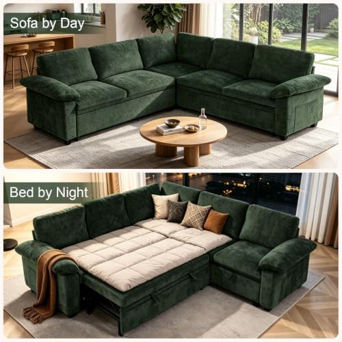 108''Modular Sectional Sleeper Sofa, L Shape Pull Out Sofa Bed - Image 5