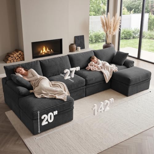 Boneless Couch with Storage, 48.6" Extra Deep-High Seat Modular Sectional Sofa - Image 2