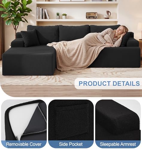 Hobestluk Boneless Couches Modular Sectional Sofa L-Shape Oversized Chaise - Image 4