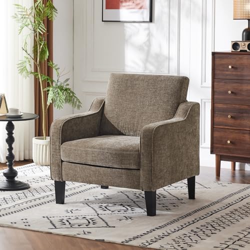 VINGLI Light Brown Accent Chair, Upholstered Armchair - Image 2