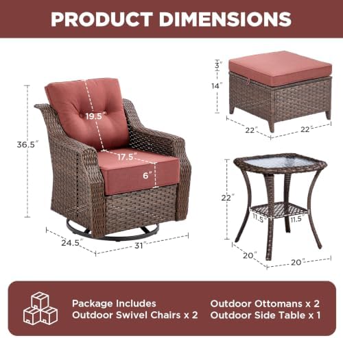 5 Pieces Luxury Patio Furniture Sets - Image 2