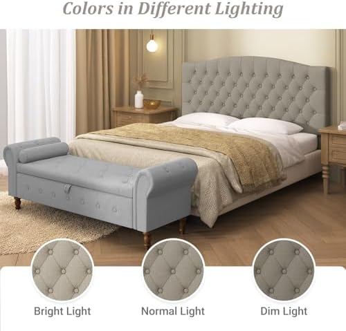 Furpopup Linen Queen Size Headboard Only, Upholstered Wall Mount - Image 3