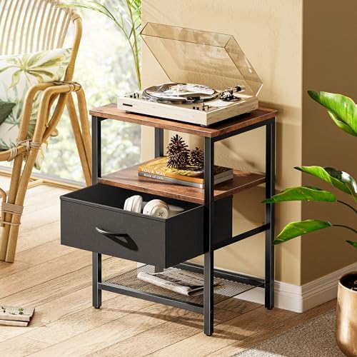 Huuger Night Stand with 2 Drawers, Bed Side Table with Open Shelf - Image 2