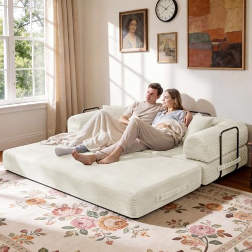 79" Memory Foam Sofa Bed, Convertible Futon Boneless Couch - Image 2