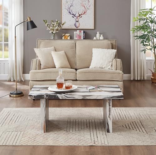 Roundhill Furniture Cavira Modern Faux Marble Living Room Coffee Table - Image 3