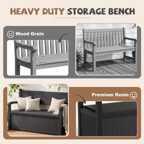 EFU Outdoor Bench Storage Deck BoxWaterproof Wicker - Image 6