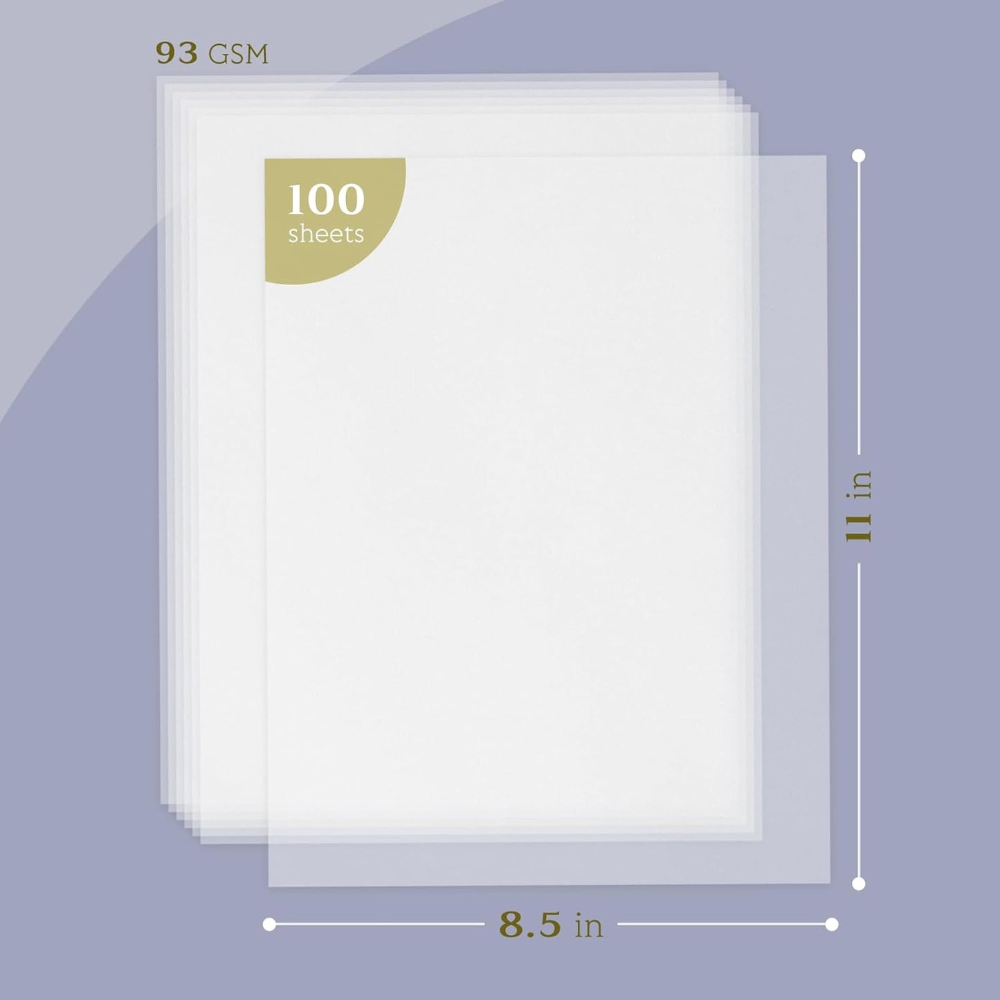 Translucent Vellum Paper 8.5 x 11, Goefun 100 Sheets Vellum Tracing Paper Printable for Invitations, Card Overlays, Belly Bands, DIYs, Sketching, Drawing (Pack of 2)