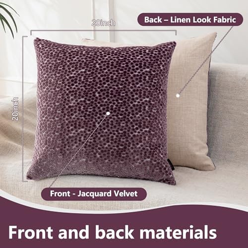 FIFU 20x20 Inch Throw Pillow Covers Set of 2, Jacquard Velvet, Dusty Purple - Image 3