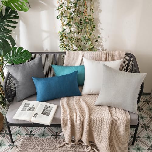 MIULEE Decorative Outdoor Pillow Covers Waterproof 18x18 Light Grey - Image 5