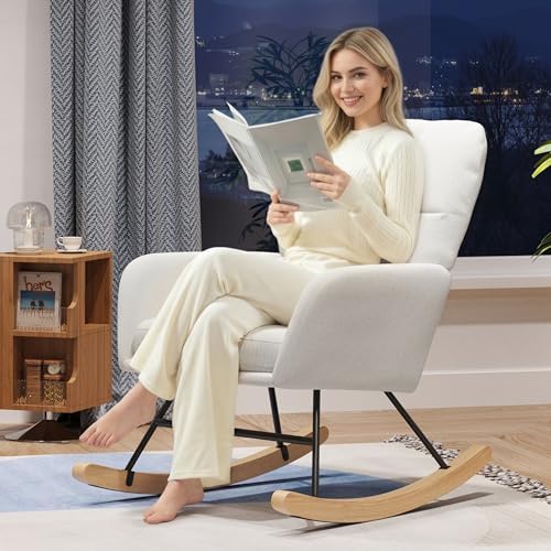 Nursery Rocking Chair, Upholstered Glider Rocker - Image 7
