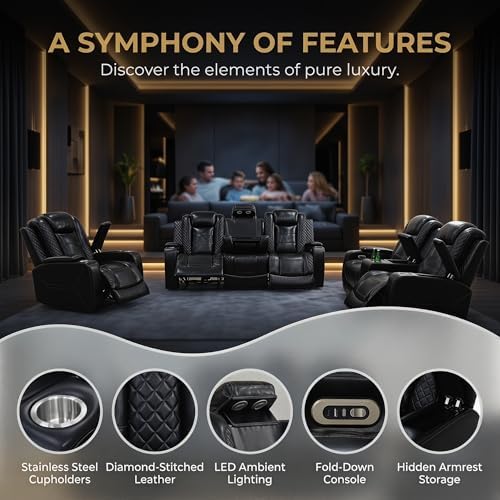 Leather Reclining Sofa Set, Power Recliner Sofa Sectional Couches - Image 3
