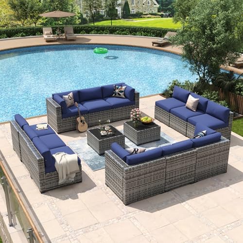 Aoxun 14 Piece Patio Furniture Set Wicker Rattan Patio Conversation Set by Aoxun