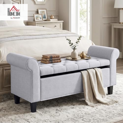 HOMCOM 47" Storage Ottoman End of Bed Bench - Image 2
