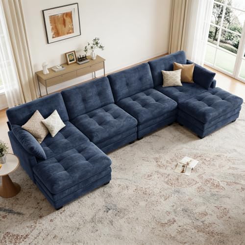 116.5" Modular Sectional Cloud Couch, U Shaped Tufted Sofa - Image 7