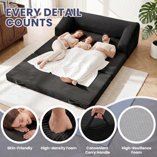 JUIKURY Folding Sofa Bed with Backrest, Boneless Fold Out Couch with Handle - Image 4