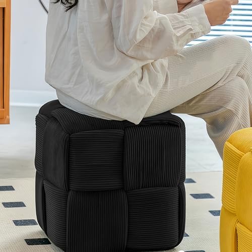 Cmishe 15" Square Woven Corduroy Ottoman Footrest - Image 4