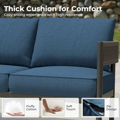 Grand patio 5-Piece Outdoor Furniture Set, 4 Seats, Peacock Blue - Image 5