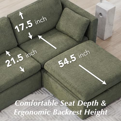 CHITA 112" Modular Sectional Sofa, 4 Seat Modular Couch, Moss Green - Image 4