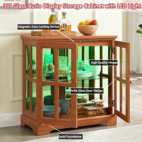 30" Glass Curio Display Storage Cabinet - Image 4