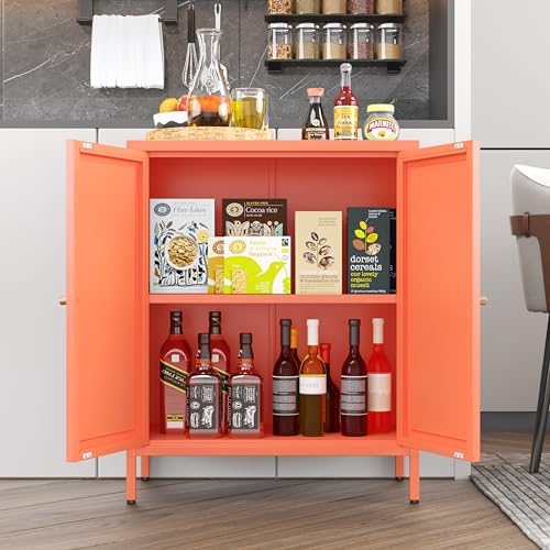 Small 2 Door Metal Storage Side Buffet Cabinet - Image 4