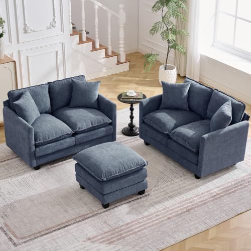 Cloud 3 Pieces Sofa Set, 2+2 Seater Couch+1 Ottoman, Modern Sofas Sets by HOCAT