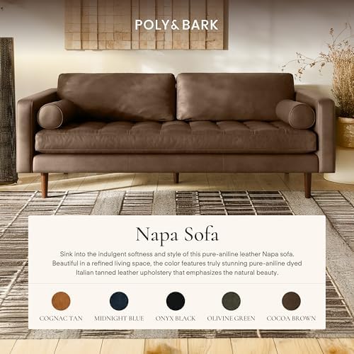 Poly & BARK Napa 88.5" Sofa – Cocoa Brown Full-Grain Pure-Aniline Italian - Image 3