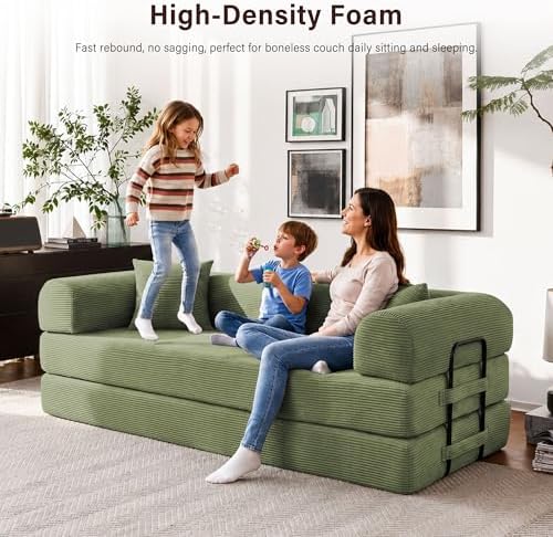 79" Convertible Sofa Bed, Boneless Sleeper Futon Couch - Image 2
