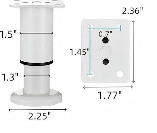 4PCS Adjustable 3.1-4.7 Inch Metal Furniture Legs White Furniture Replacement - Image 2