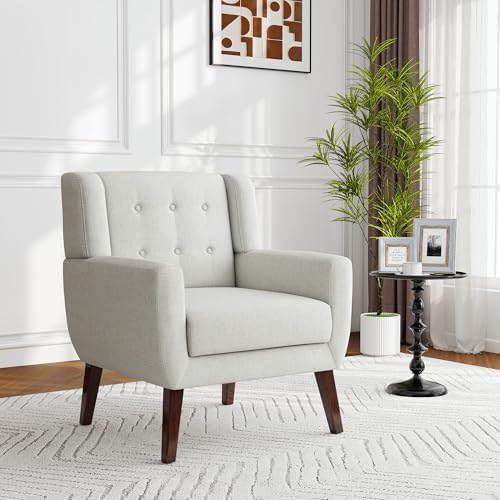 Accent Chair, Upholstered Armchair in Linen by Blissabod