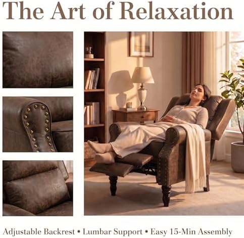 NicBex Oversized Leather Manual Single Lounge Recliner Chair Bed - Image 7