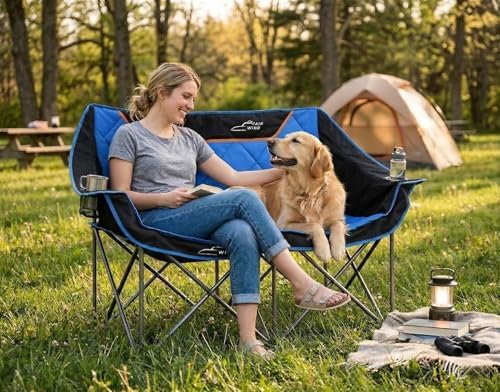 FAIR WIND Oversized Fully Padded Camping Chair Folding Loveseat Camping Couch - Image 2