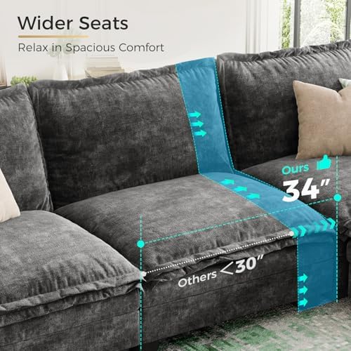 KKL 155" Sectional Couches for Living Room, U-Shaped Modular Sectional Sofa - Image 5