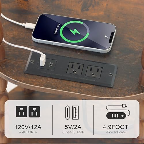 MaxSmeo Side Table with Charging Station, 3-Tier Small End Table with USB Ports - Image 4