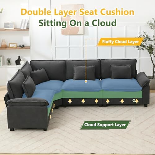 Oversized Modular Sectional Sofa Set, Convertible Deep Seat Cloud Couch - Image 3