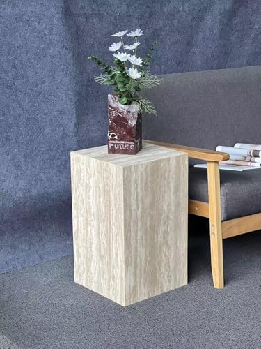 Travertine Side Table Modern Square Stone End Table by FutureStone