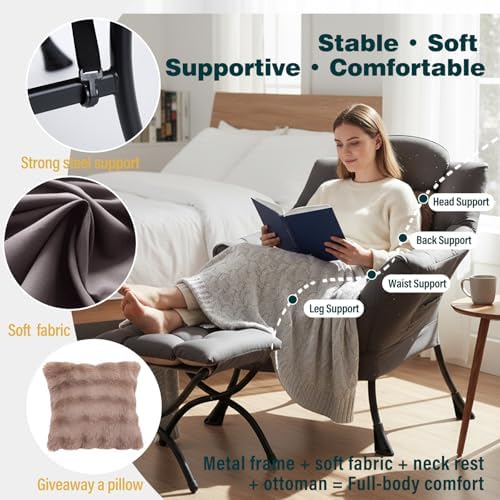 Lazy Chair with Ottoman, Comfy Reading Chair - Image 3