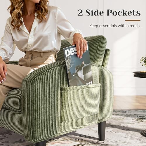 Homkdom Accent Chair with Side Pockets & Ergonomic Backrest - Image 3