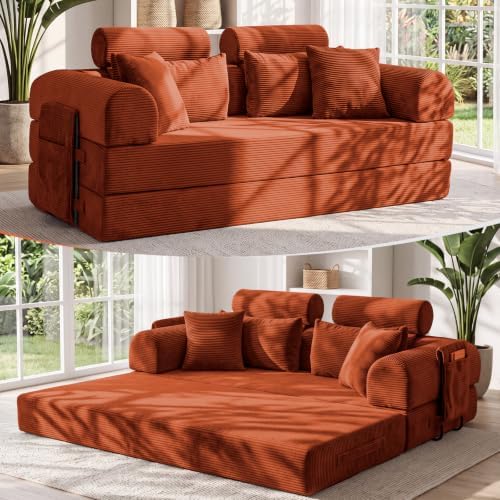 79" Memory Foam Sofa Bed, High Headrest Convertible Futon Boneless Couch by KSTNLUXQ