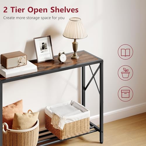 Tajsoon Console Table 41.8", 2 Tier Industrial Entryway Table - Image 4