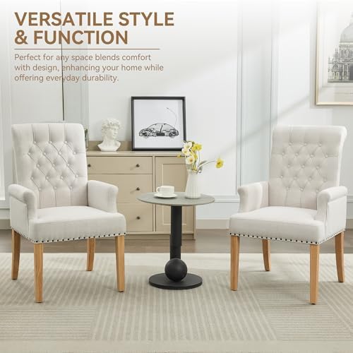 Dining Chair with Arms, Upholstered High Back Dining Room Chairs - Image 6