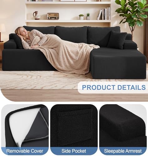 Hobestluk Boneless Couches Modular Sectional Sofa L-Shape Oversized Chaise - Image 4