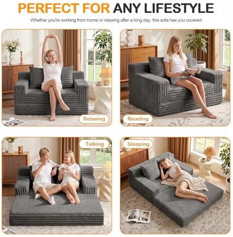 Erament Boneless Loveseat Convertible Sofa Bed, Folding Floor Futon Sleeper - Image 4