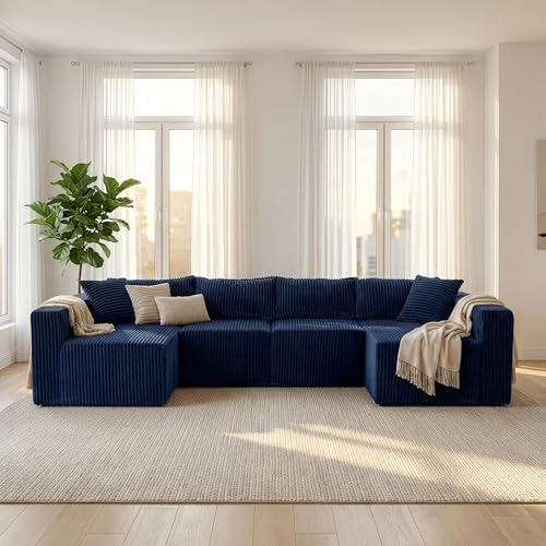 Claiks 128" U-Shaped Sofa, Oversized Modular Cloud Couch by CLAIKS