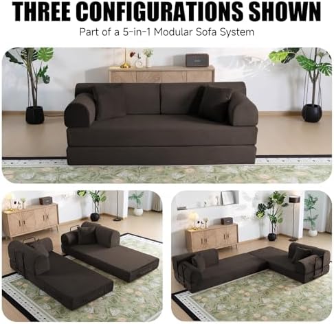 79" Memory Foam Sofa Bed, High Backrest Convertible Futon Boneless Couch - Image 3