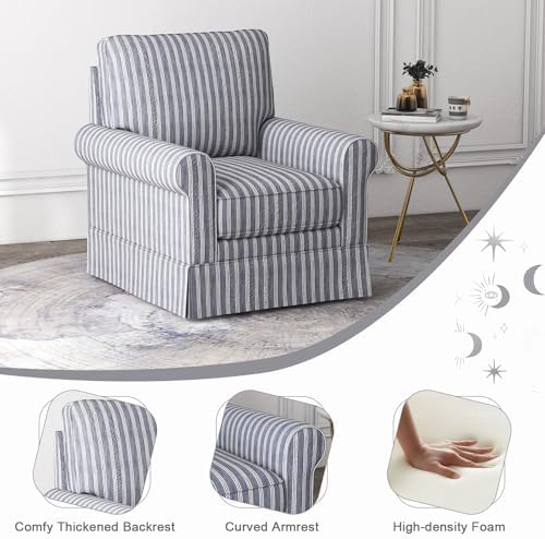 INZOY Swivel Accent Chair Linen Mid Century Modern Chair, Comfy Swivel Barrel - Image 6