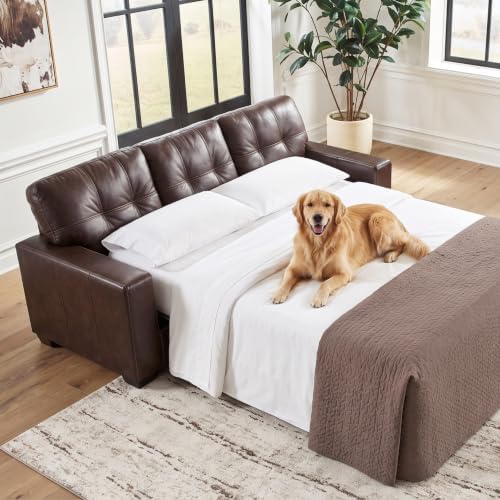 Signature Design by Ashley Queen Pull Out Couch, Leather & Faux Leather - Image 2