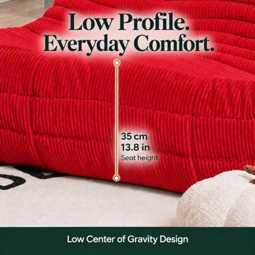 N&V Fireside Loveseat, Mid Century Armless Twin Size Floor Sofa, Soft Premium - Image 3