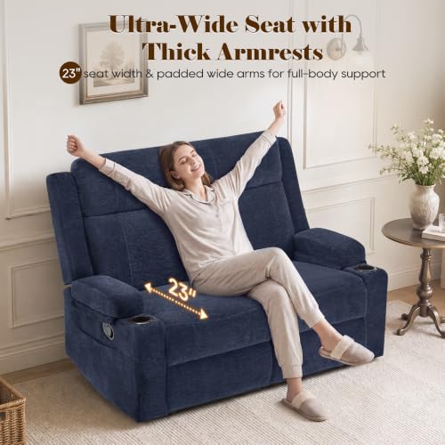 GUEAPY Reclining Loveseat for Living Room, Dual Cup Holders, 2 Side Pockets - Image 4