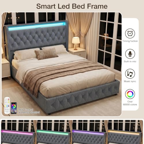 Queen Size Bed Frame, 4 Storage Drawers, Charging Station - Image 4