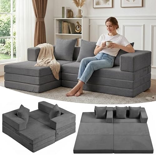 96" Boneless Couch for Living Room, Oversized Modular Sectional Sofa Bed by Winzoo